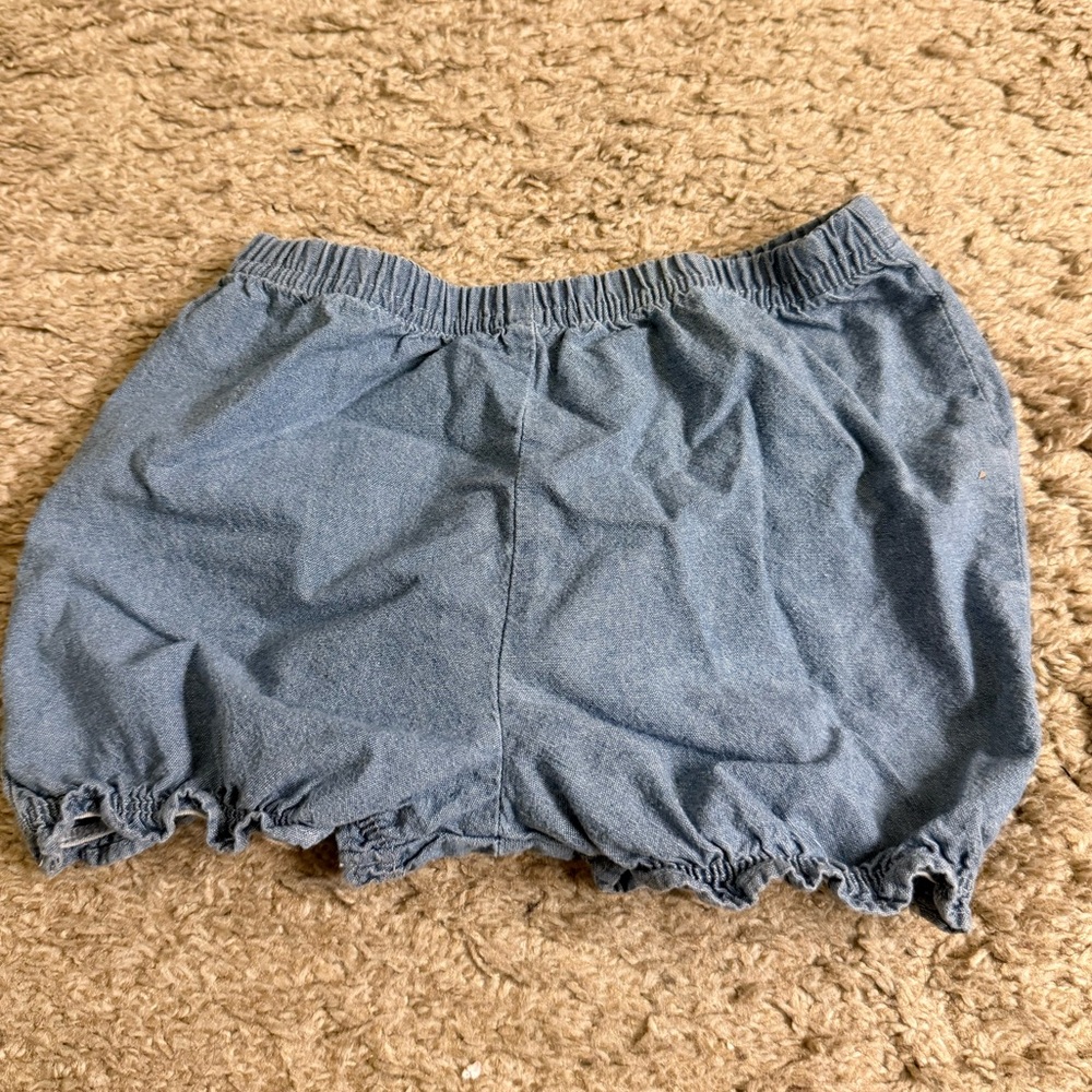 Carter’s Blue Denim Elastic Waist Bloomer Diaper Cover Shorts - 24 months